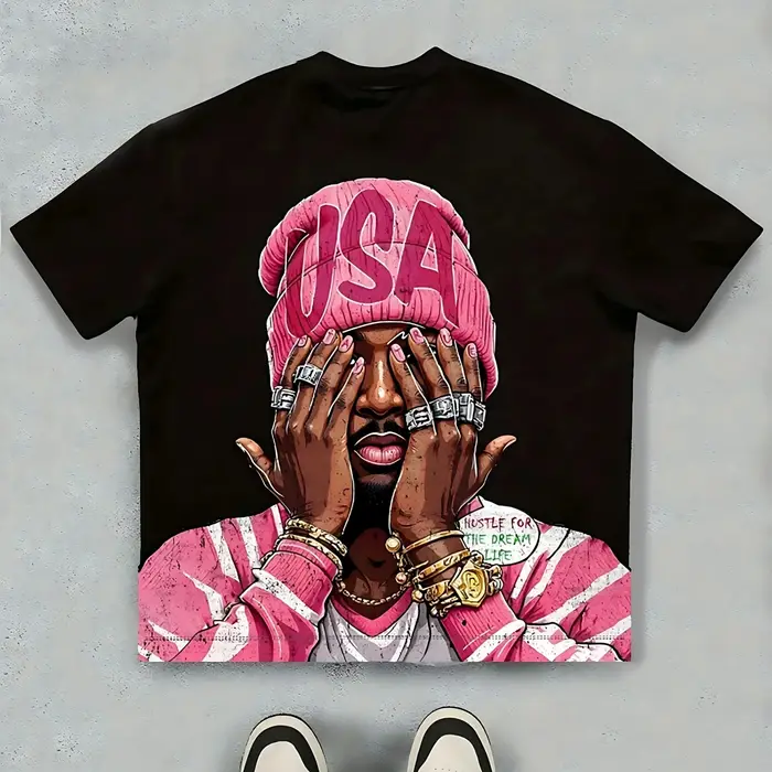 Le nouveau t-shirt pour homme pour l'été 2026 présente un motif imprimé 3D décontracté