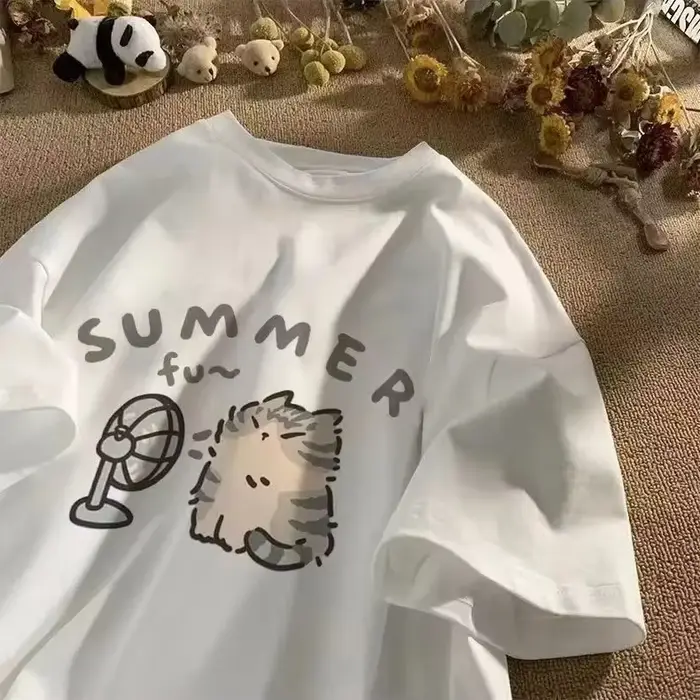 Fan Cat et femmes pur T-shirt pour hommes rue américaine coup créatif été décontracté à manches courtes Couple porter
