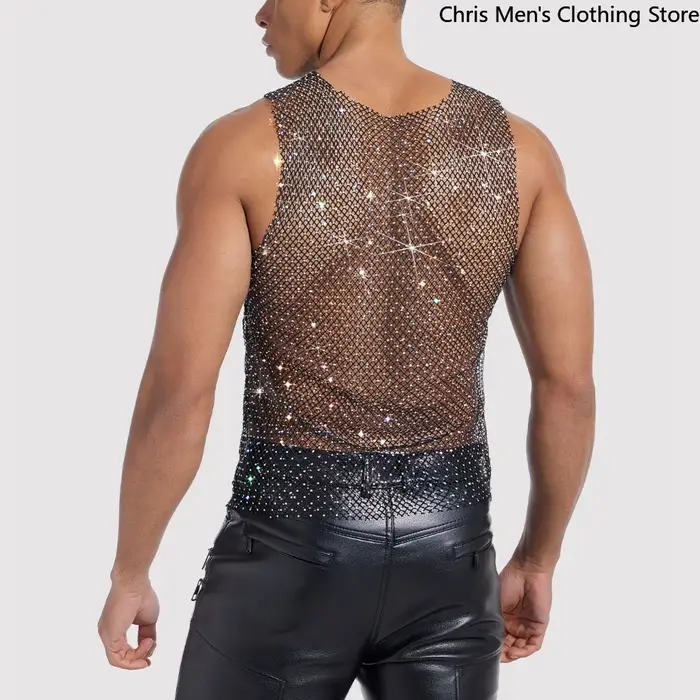 Gilet brillant transparent sexy pour hommes
