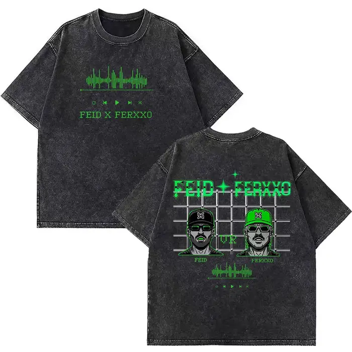 T-shirt vintage délavé imprimé Rapper Feid Ferxxo Tour 2026 pour hommes et femmes
