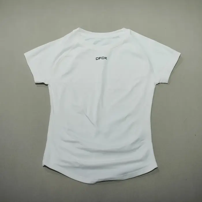 DFDK T-shirt élastique à manches courtes pour femme, haut décontracté doux et respirant pour la gym,