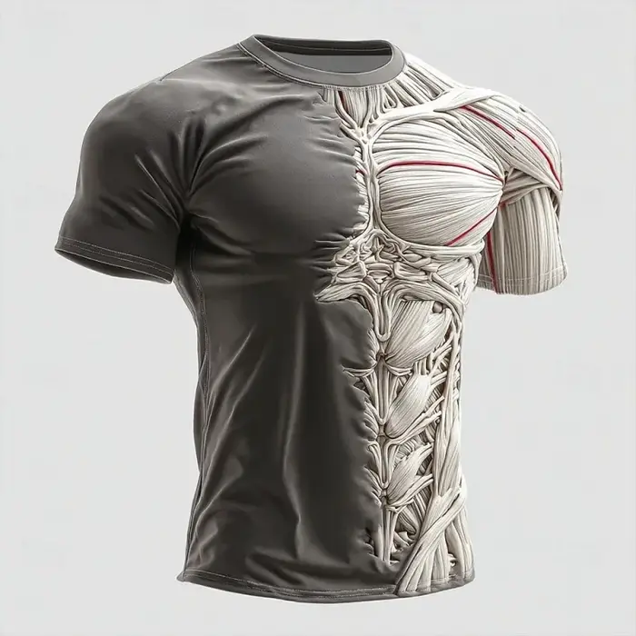 T-shirt à motif texturé musculaire pour hommes