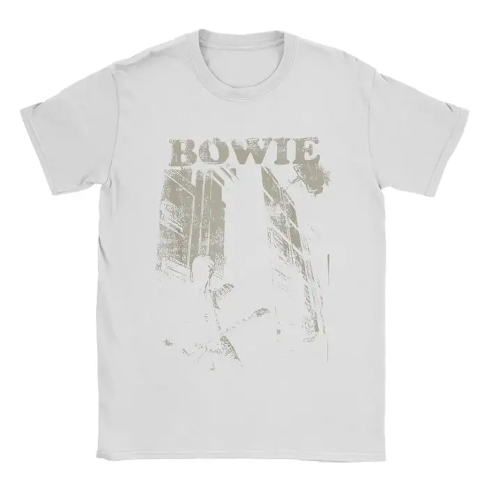 T-shirt graphique David Bowie Glam Rock Band, style vintage délavé, unisexe, coupe oversize, col rond, en coton, manches courtes