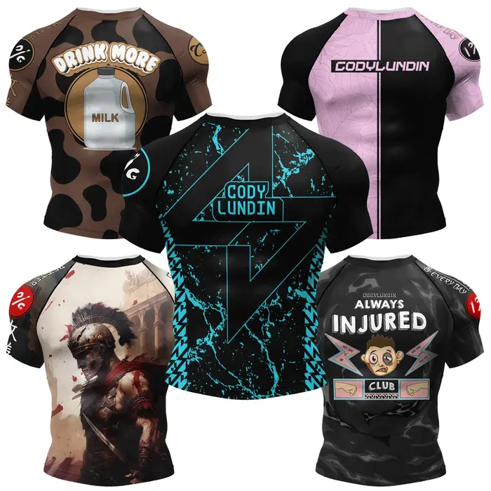 Conception populaire personnelle Sublimation à manches courtes noir No Gi BJJ Jiu Jitsu Rashguard co