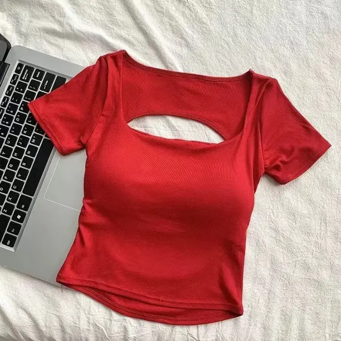 Crop top dos nu à col carré pour femme