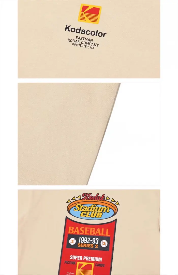 T-shirt d'été polyvalent pour hommes, 100% coton, imprimé sur film de marque Kodak, haut décontracté
