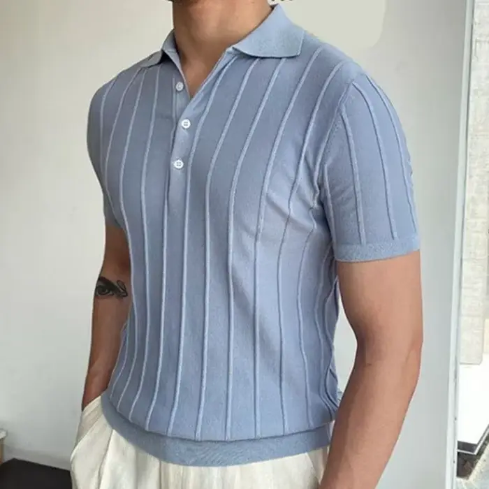 Polo à manches courtes pour hommes avec col à revers