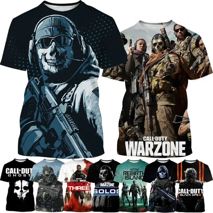 T-shirt de joueur imprimé en 3D | Haut personnalisé à la mode inspiré des jeux de tir chauds