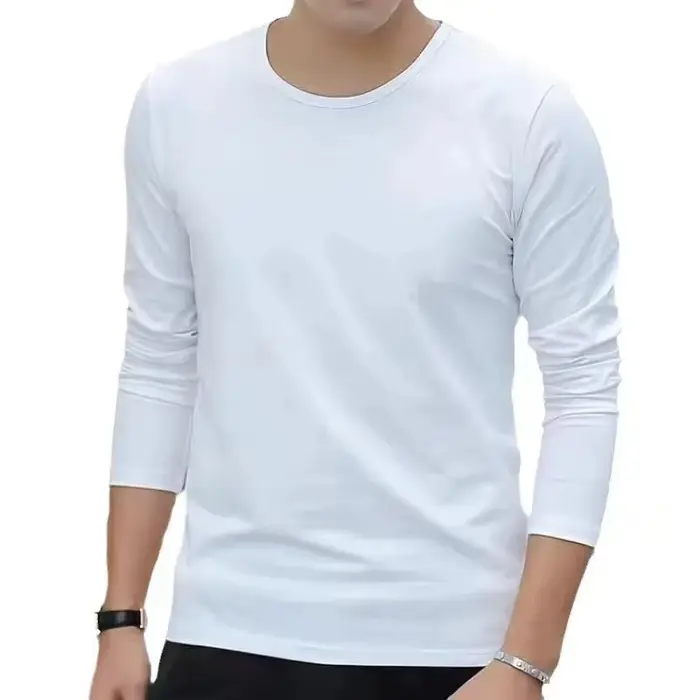 T-shirt à manches longues en velours double face pour homme, mode automne-hiver, polyvalent, avec em