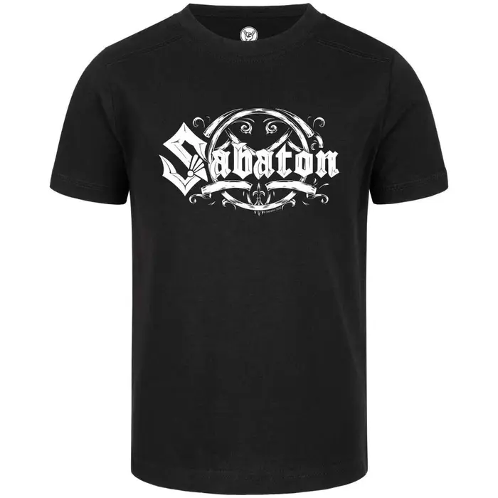 T-shirt graphique Sabaton Band Minimal White Gothic Circle Vine Crest Logo