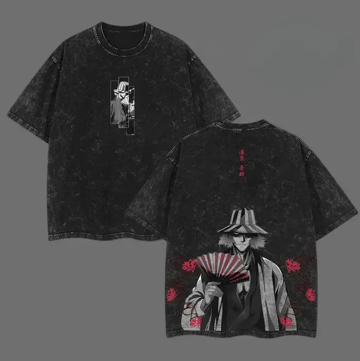T-shirt imprimé Bleach Urahara Kisuke pour hommes et femmes, T-shirts rétro délavés, T-shirt en coto