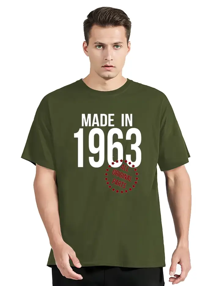 T-Shirt à Manches Courtes en Coton pour Homme, Streetwear Humoristique Fait en 1963, Toutes les Pièc