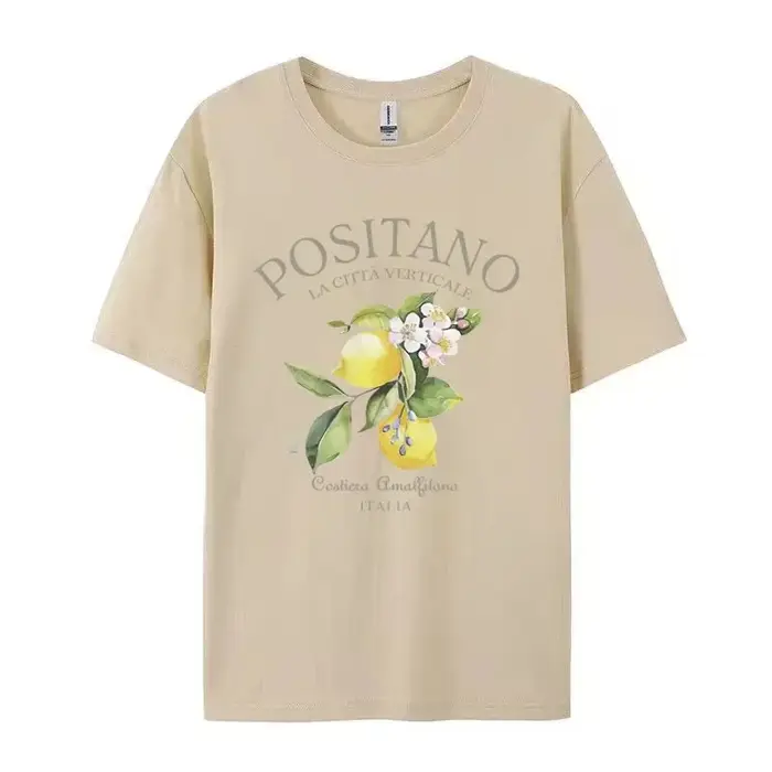 T-shirt à manches courtes imprimé citron Positano unisexe