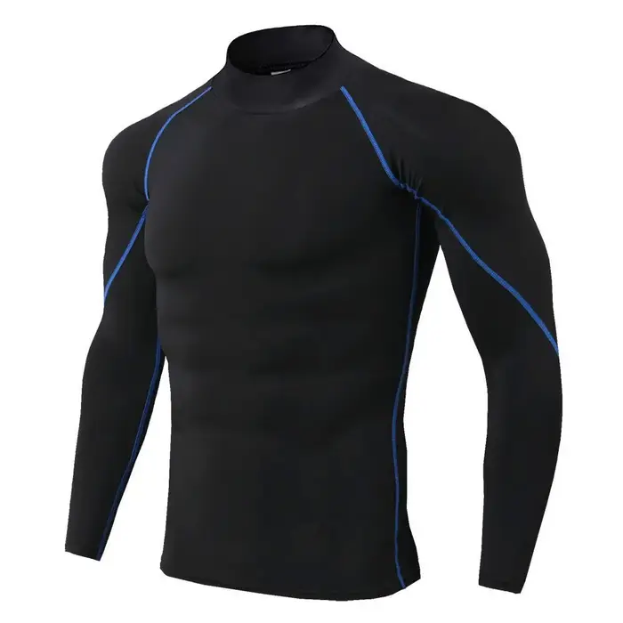 Compression t-shirt hommes à manches longues musculation Sport t-shirts décontracté séchage rapide g