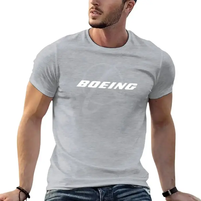 T-shirt Anime personnalisé pour hommes, Boeing graphique, coton noir, uni