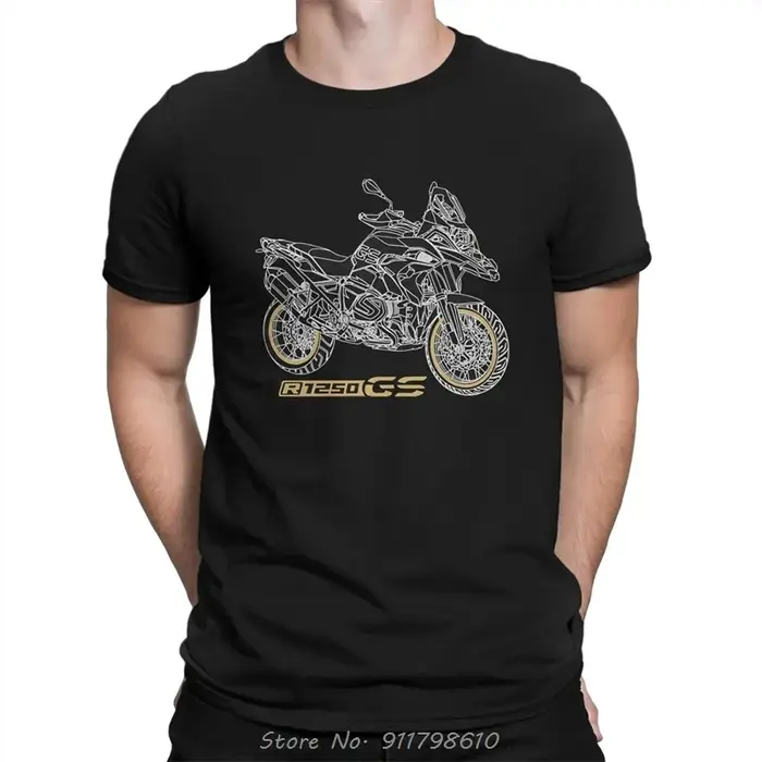T-shirt de moto noir pour hommes, GS 1250, R, 1250, GS, Économie en coton, col rond, manches courtes