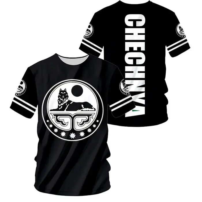 T-Shirt avec emblème de la Tchétchénie pour hommes et femmes