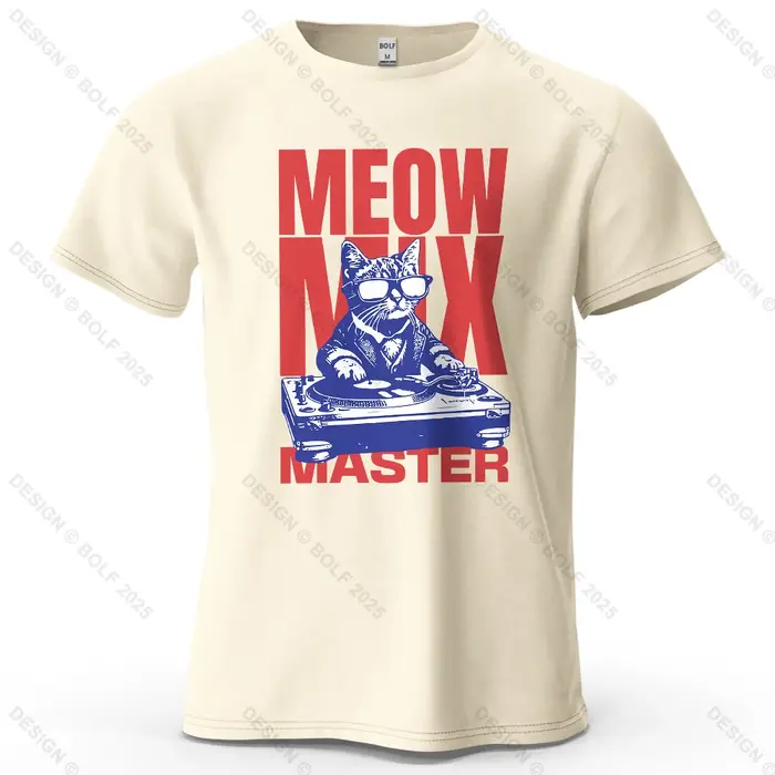 Meow Mix Master imprimé hommes T-Shirt 100% coton surdimensionné dessin animé graphique t-shirts pou