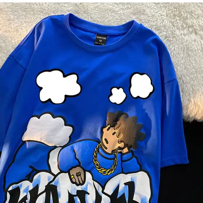 Harajuku nuages Anime garçon imprimer haute rue t-shirts hommes Cool Hip Hop surdimensionné t-shirt 