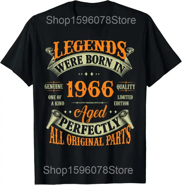 T-shirt vintage 1966 pour homme et femme, cadeaux pour 60e anniversaire, 60 ans, t-shirt en pur coto