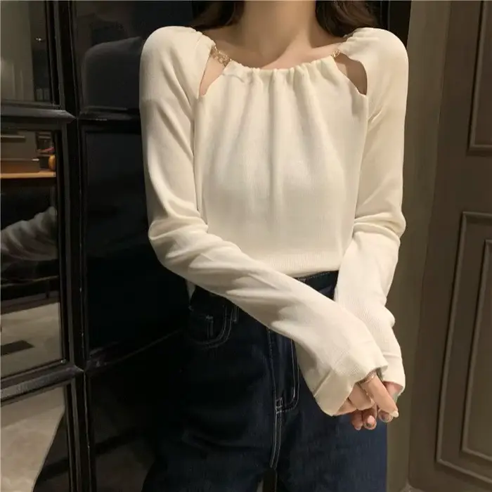 T-shirt à manches longues pour femmes au printemps et en automne 2025