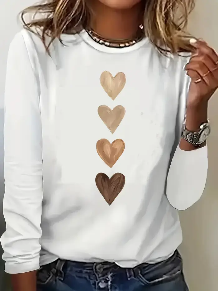 Mode gothique amour coeur imprimé chemise à manches longues Vintage T-Shirt femmes