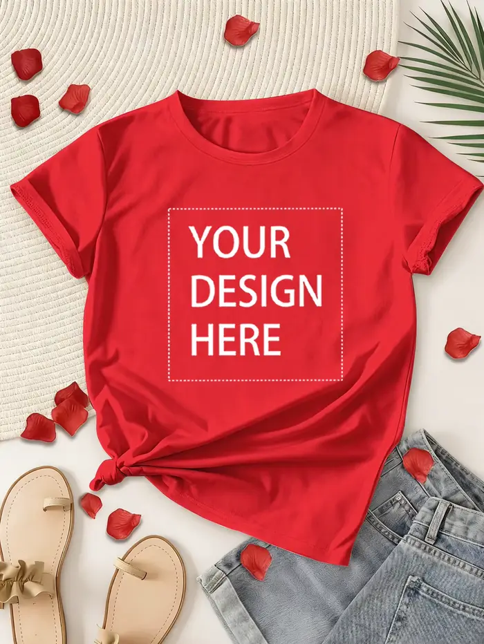 T-shirt pour femme avec photo et texte imprimés