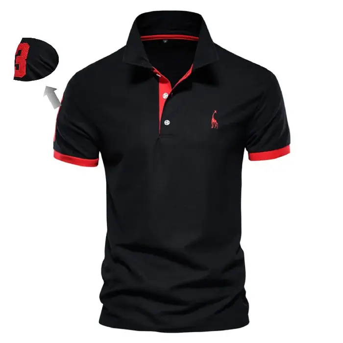 AIOPESON brodé 35% coton polo homme décontracté couleur unie Slim Fit
