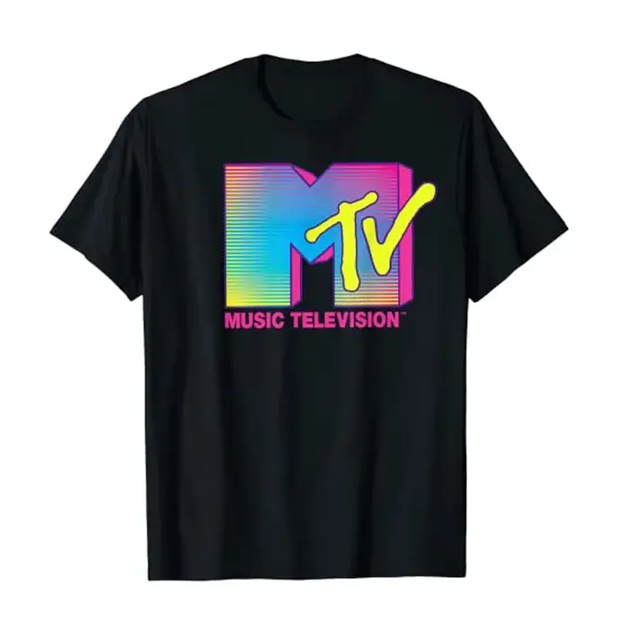 MTV – T-Shirt à manches courtes pour hommes, Logo Fluorescent, couleurs graphiques, produits personn