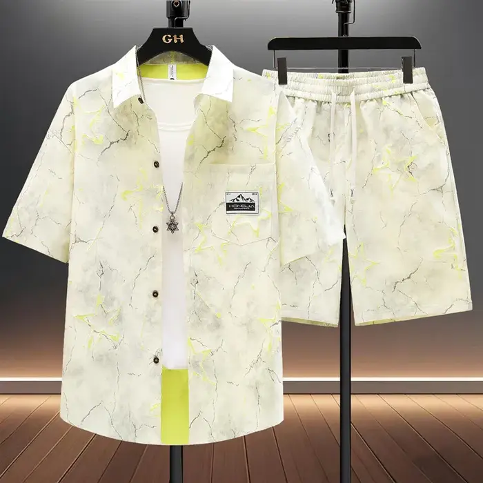 Chemises + shorts 2025 vêtements de sport d'été mode homme manches courtes imprimé ensembles