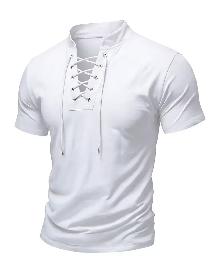 T-shirt à manches courtes à lacets pour hommes
