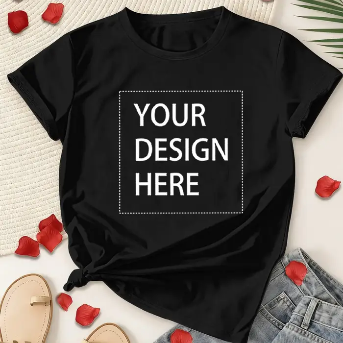 T-shirt pour femme avec photo et texte imprimés