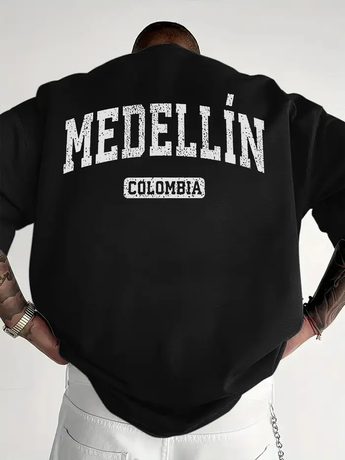 T-shirt élégant pour homme avec motif rétro de la ville de Medellin