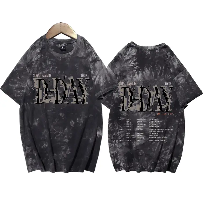 Suga Agust D Tour Tie Dye chemises unisexe col rond manches courtes musique populaire T-Shirt Fans c