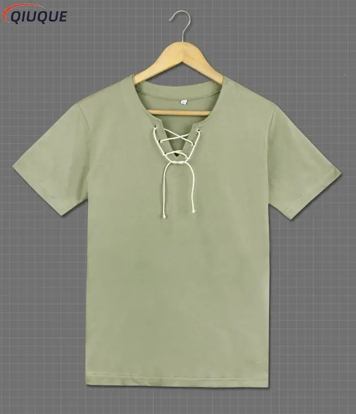 T-shirt à manches longues/courtes de couleur verte/grise