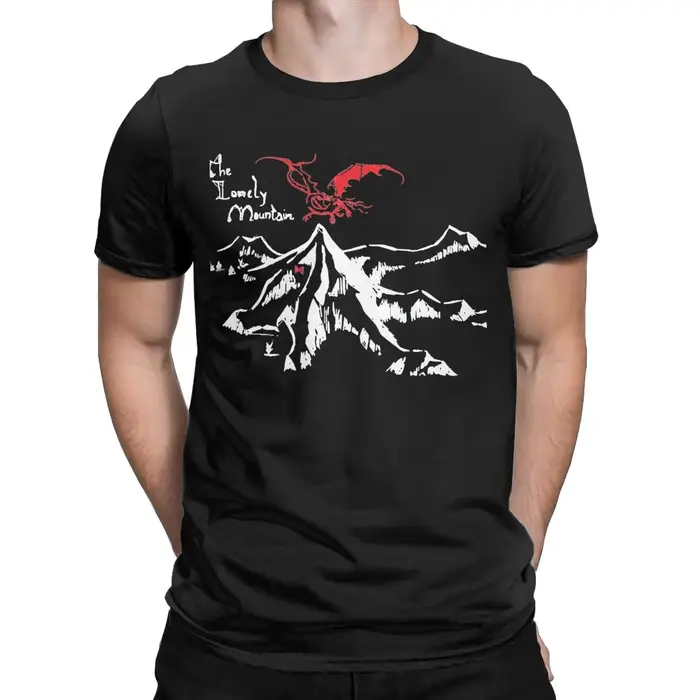 Hommes T-Shirt montagne solitaire t-les l-les des r-rings Mordor Vintage 100% coton t-shirts à manches courtes