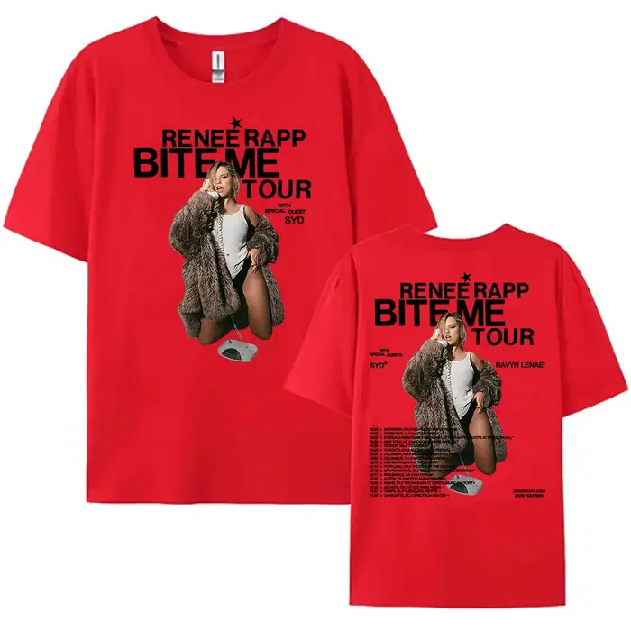 Reneé Rapp Bite Me Tour 2025 T-shirt d'été à manches courtes femmes t-shirts chanteur impression graphique