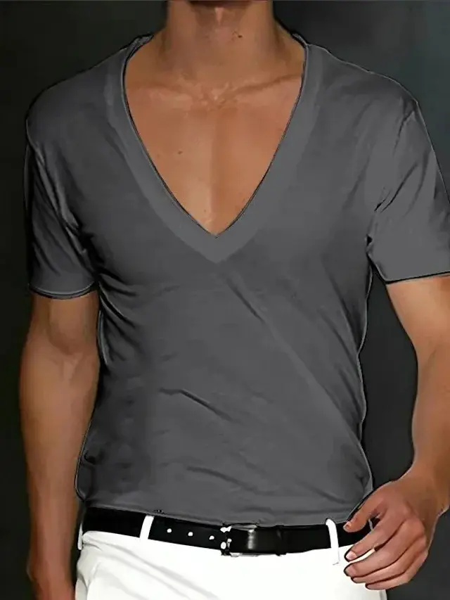 T-Shirt à manches courtes et col en v pour hommes