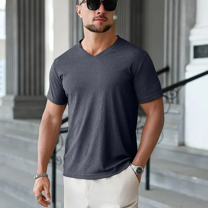 T-shirt pour homme en soie glacée kaki