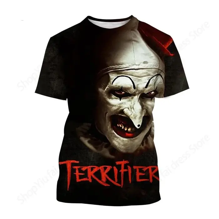 T-shirt à manches courtes pour hommes et femmes, film d'horreur Terrifier imprimé en 3D, Économie à 