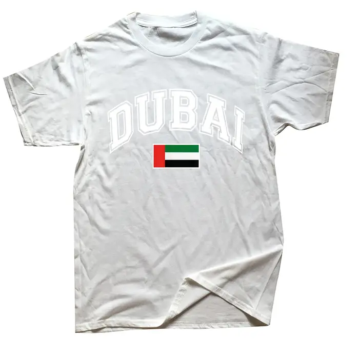 T-shirts drôles avec le drapeau de Dubaï, des Émirats arabes unis, pour hommes, en coton, humoristiq