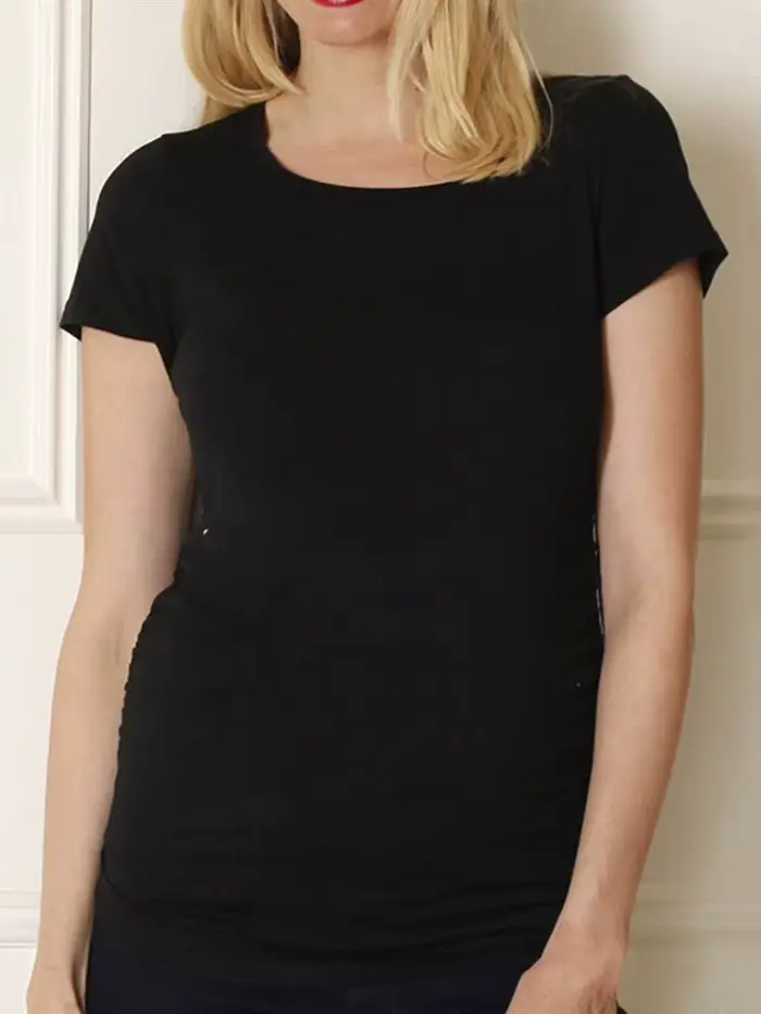 Haut à manches – T-Shirt col ras du cou pour femme