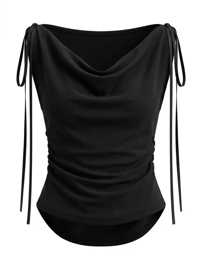 T-shirt femme blanc uni polyvalent à col bénitier Y2K