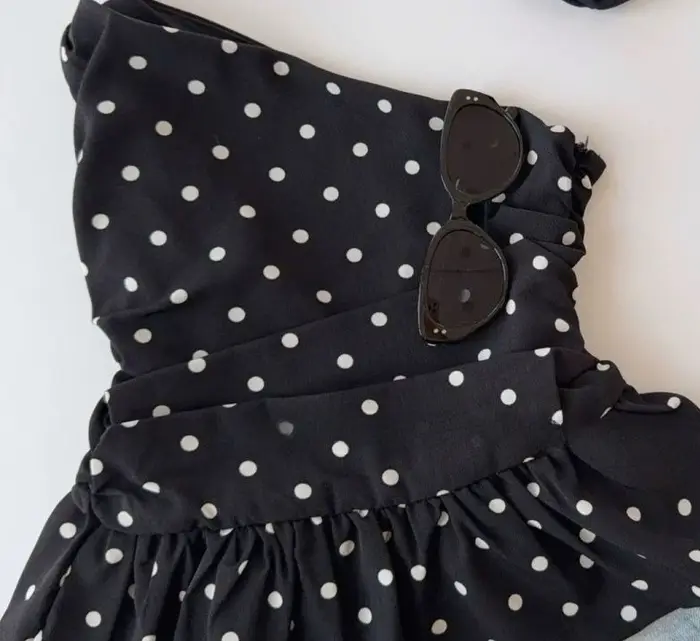Débardeur court à épaules tombantes pour filles, Nouveauté été 26, à pois rétro, populaire, de niche