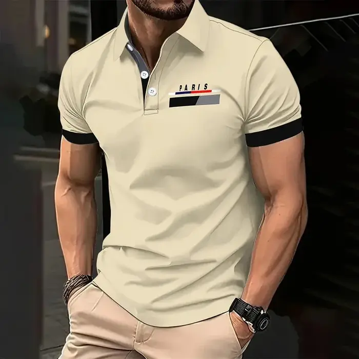Polo à manches courtes imprimé parisien pour homme