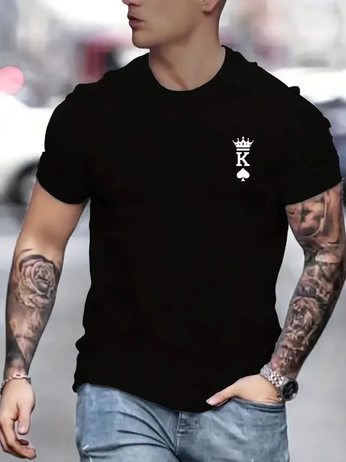 T-shirt décontracté à manches courtes pour homme, col rond, imprimé lettres militaires du Corps des