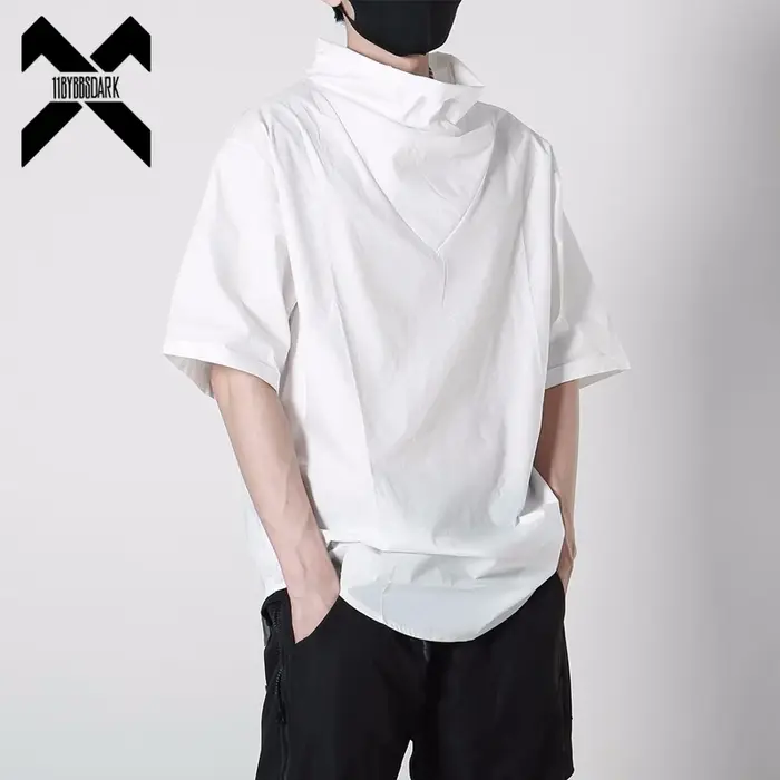 Techwear-T-Shirt à Col Roulé pour Homme, Streetwear, Hip Hop, Harajuku, Été