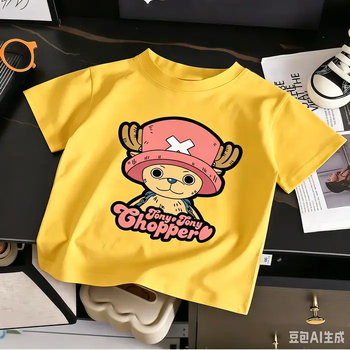 T-shirt imprimé Tony Tony Chopper pour enfants, motif de personnage de dessin animé adorable pour ga