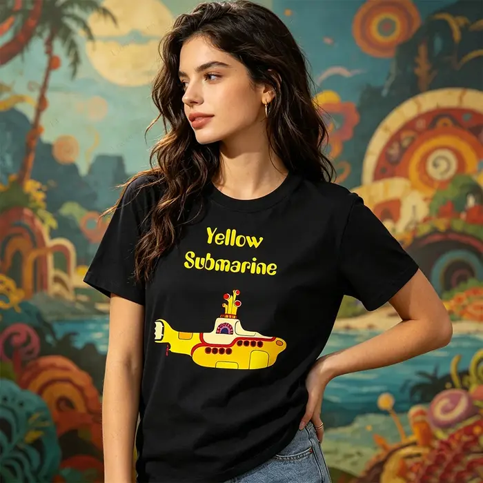 T-shirt The Beatles Black Rock Band