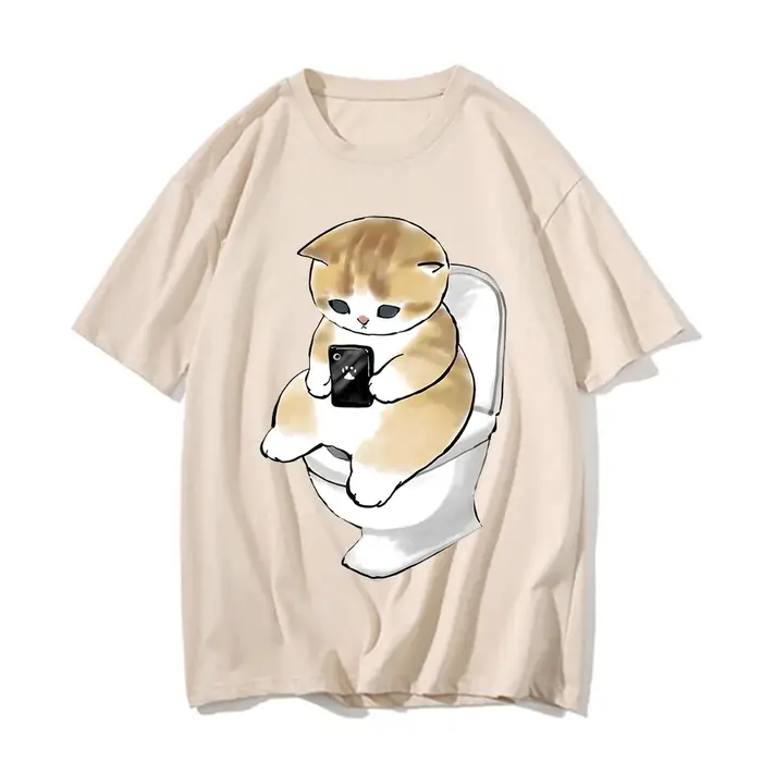 T-shirt à manches courtes et col rond pour hommes, chaton mignon, jeux de chat College, tendance de 